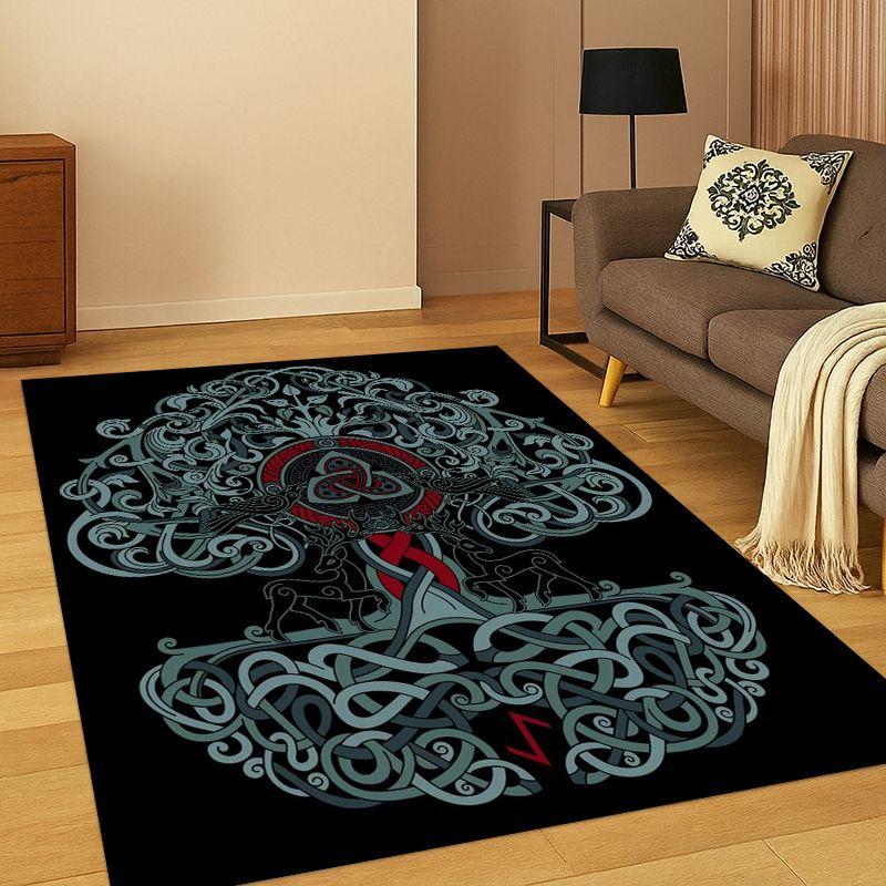 Viking WarriorSymbol Valknut Nordic Valhalla Carpet Rug for Bedroom Living Room Sofa Playroom Doormat Home Decor,kids Non-slip