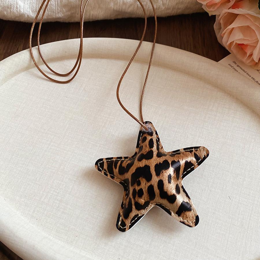 Retro style coffee fabric acrylic love necklace light luxury sweater chain versatile necklace women