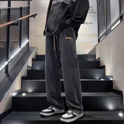 American Washed Denim Jeans Men'S Autumn New Loose Straight Leg Mop Pants High Street Wide Leg Casual Denim Pants