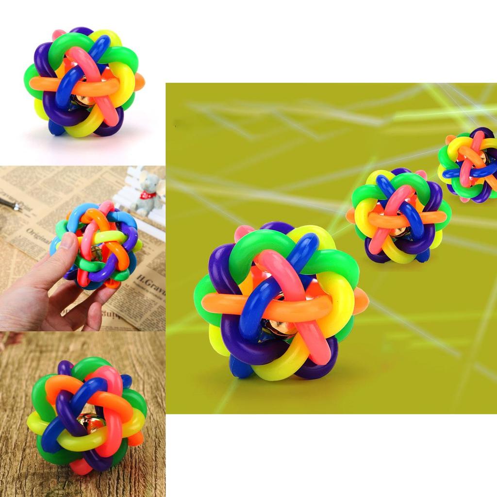 Pelota de Goma Colorida Juguete para Gato Mascota con Cascabel Pequeño para Ejercicio Interactivo Divertido