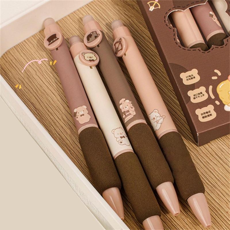 4Pcs Erasable Gel Pen Cartoon Gel Pen 0.5mm Tip Smooth To Write Quick Dry Retractable Gel Pen for Writing Journaling