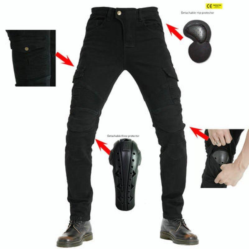 Men Women Motorcycle Riding Pants Tactical Cargo Jeans Green Blue Black Cotton Stretch Workwear Long Length