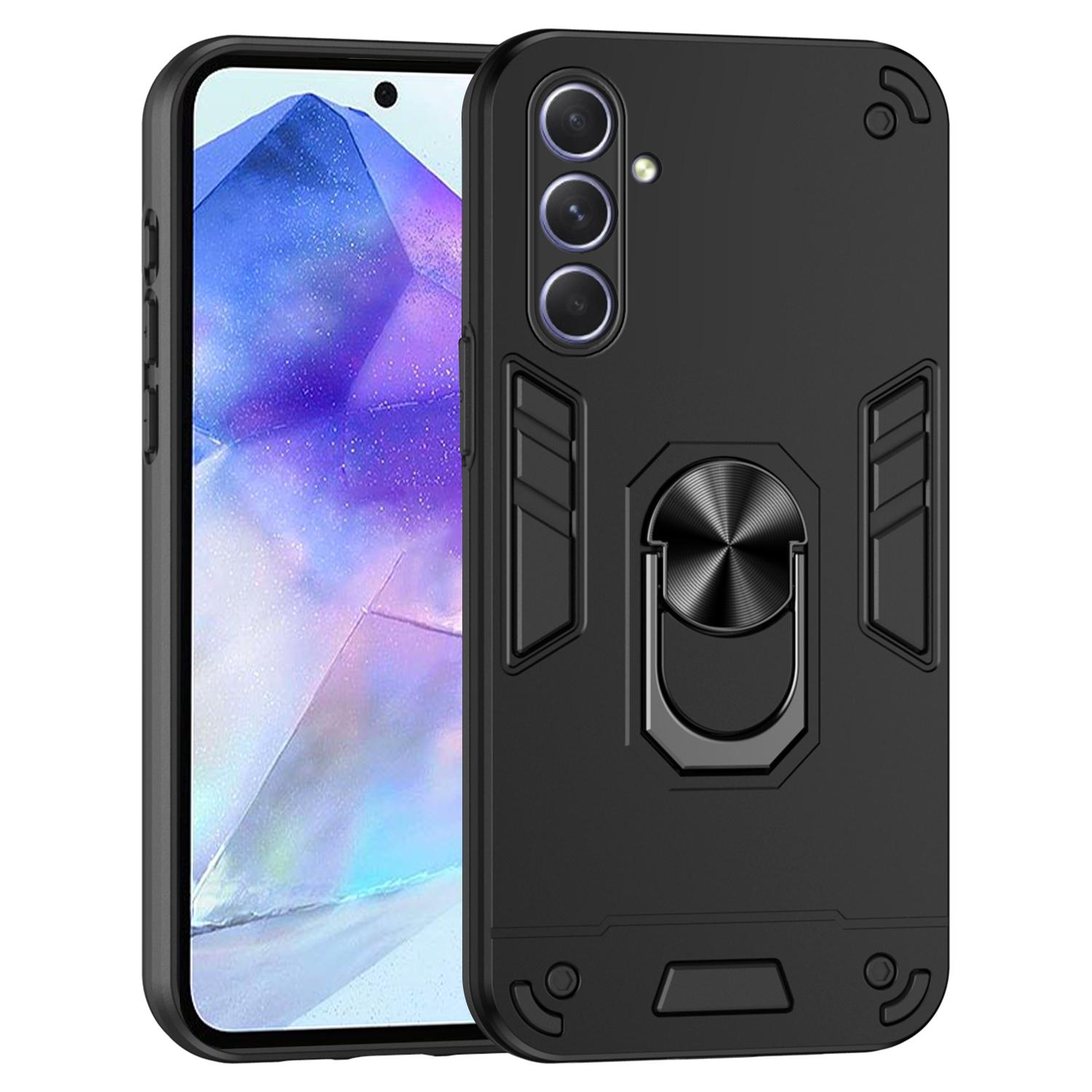 

For Samsung Galaxy A55 5G Case Kickstand Phone Cover Support Magnetic Car Mount Black