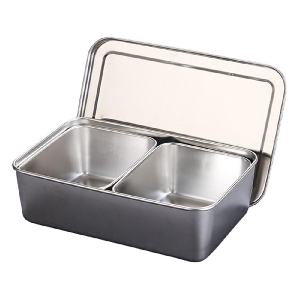 Rectangle Shape Stainless Steel Seasoning Box with Lid Spice Jar Storage Set  Kitchen Use