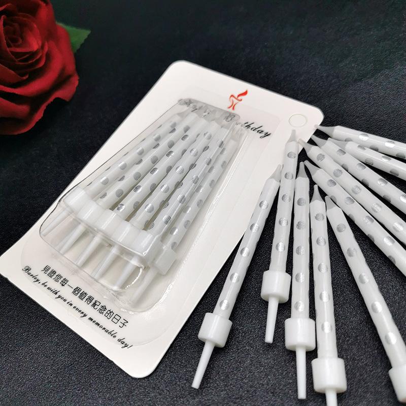 Children's Birthday Party Candles Romantic Golden Silver Polka Dots Candles Creative Cartoon Printing Polka Dots Birthday Candles