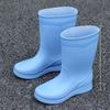 Women Mid-Calf Fashion Waterproof Rain Boots with Jelly Sole, Non-Slip Insulated Rubber Shoes for Outdoor Wear
