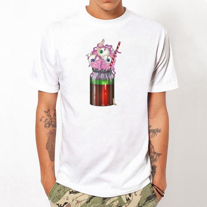 Men White Top Monster Milkshake T Shirt 