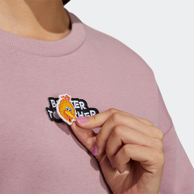 Adidas Neo Sesame Street Co-Branded Series Cartoon Print Crew Neck Sweatshirt Women Tops Purple Pink HD7284