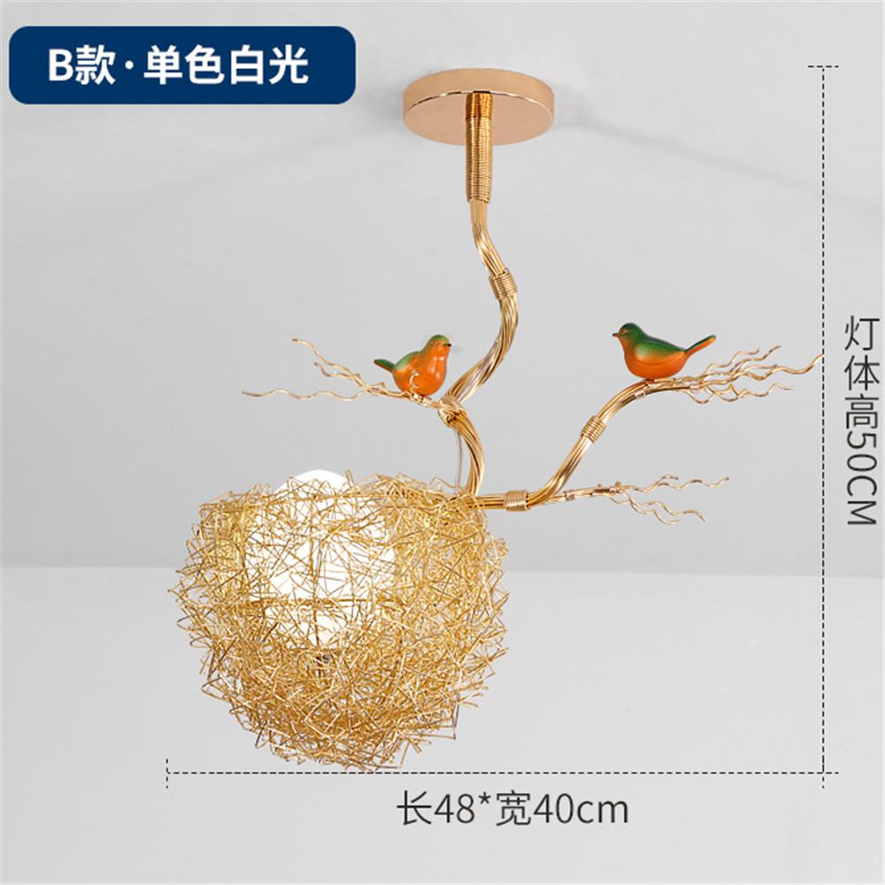 Nordic Cottagecore Gold Bird'S Nest Led Chandeliers For Living Room Bar Dining Table Loft Decoration Hanging Lighting Fixtures