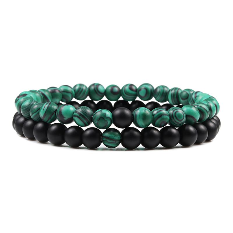 2Pcs/Set Couples Distance Bracelet Natural Stone Tiger Eyes Lava Beaded Bracelets & Bangles Men Women Jewelry Best Friend Gift