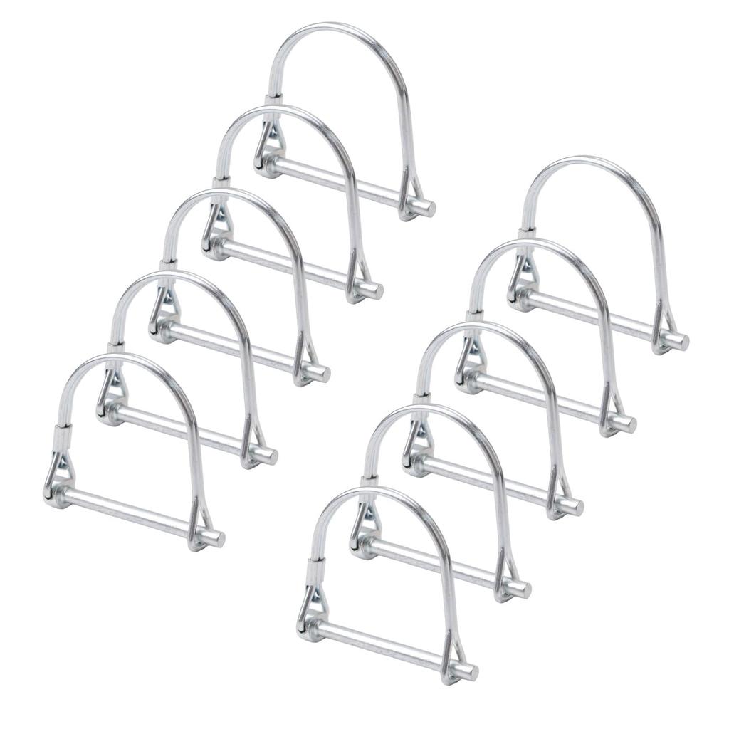 10Pcs Wire Lock Pin, Carbon Steel Shaft Locking Pin, Round Loop Wire Lock Pin for Track Farm Lawn(6*50)