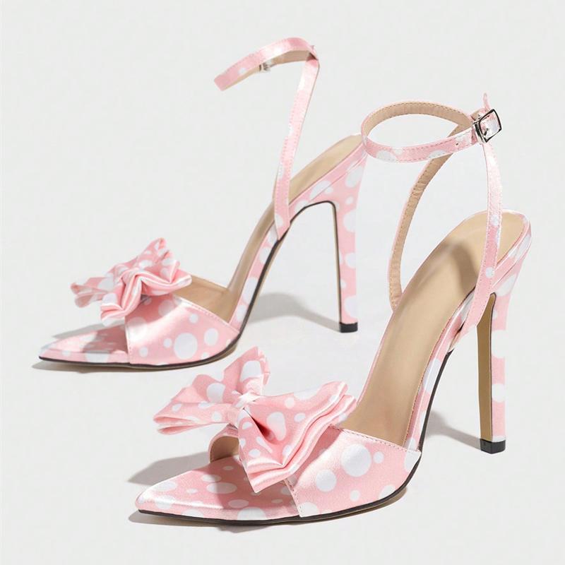 Fashion Liyke Summer Fashion Polka Dot Butterfly Knot High Heels Gladiator Sandals Women Peep Toe Buckle Strap Party Prom Ladies Shoes