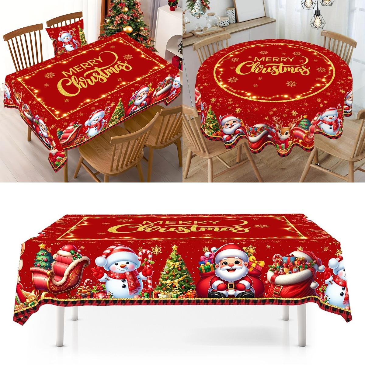 

Christmas Tablecloth Christmas Decorations for Home 2026 Xmas Gifts Navidad New Year Winter Holiday Kitchen Dining Table Cover Round 150cm