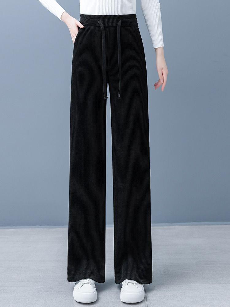 Petite Women's Corduroy Floor-Length Wide-Leg Pants - Spring Casual Style