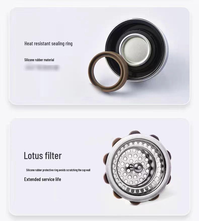 Xinuo Insulated Stainless Steel Tea Cup – Large Capacity, Portable, with Filter for Men and Women