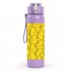 1PC Yellow Flower Repeat Pattern 750ml Color Plastic Sports Water Bottle Leakproof Flip Straw Lid Suitable for Sports Office Home Use
