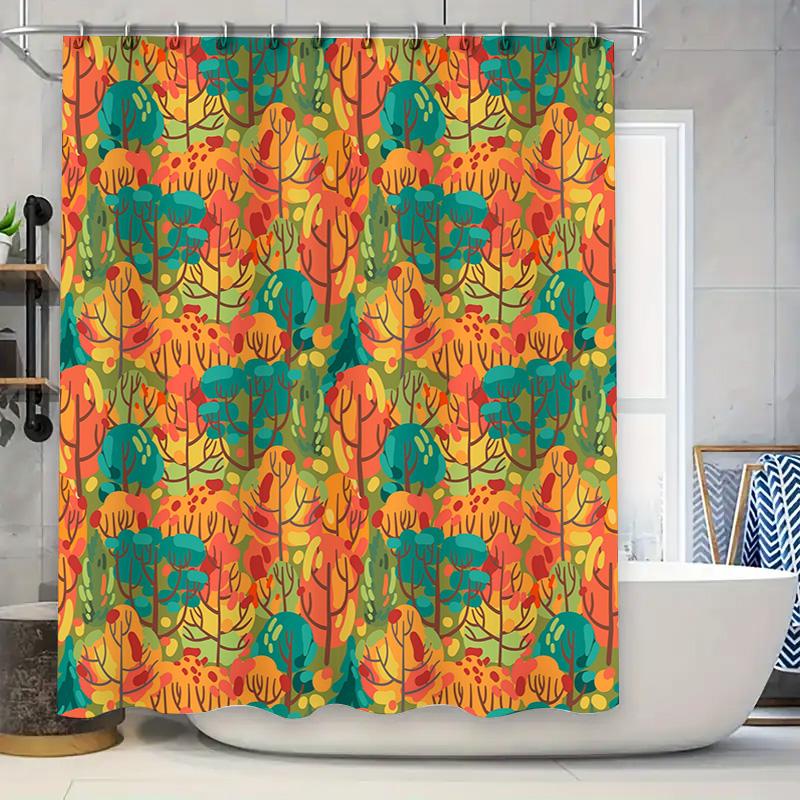 

Bright Tree Pattern Shower Curtain Autumn Colorful Leaf Print Waterproof Bath Decor Modern Design Decoration for Home Bathroom 90x180cm
