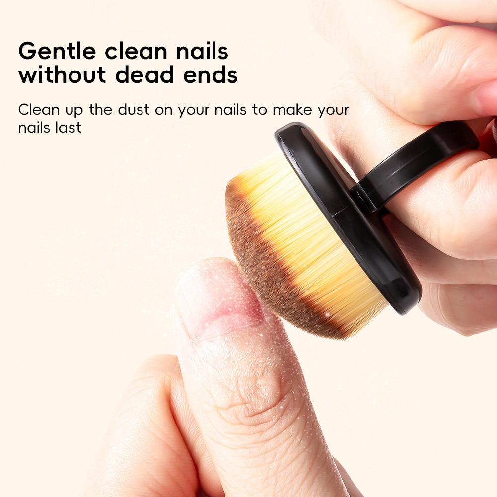 Nagelring-Staubbürste, tragbar, verstellbar, mit Fingerknopf, feine, weiche Bürste, Nagelbürstenwerkzeug, manuelles Maniküre-Reinigungswerkzeug