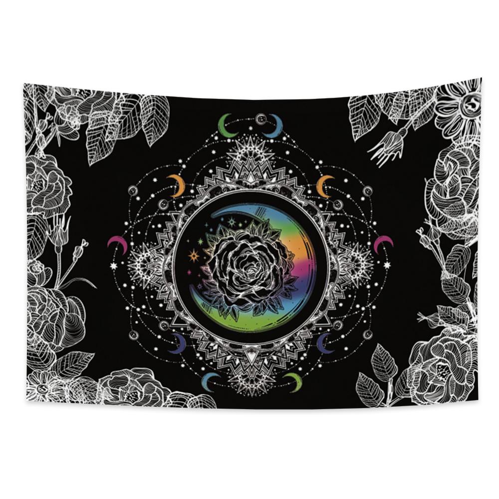 Tarot Faza Lunii Tapiserie cu flori Fluture Craniu Agățat pe perete Decor scenă psihedelică Decorare vrăjitorie Decorare cameră
