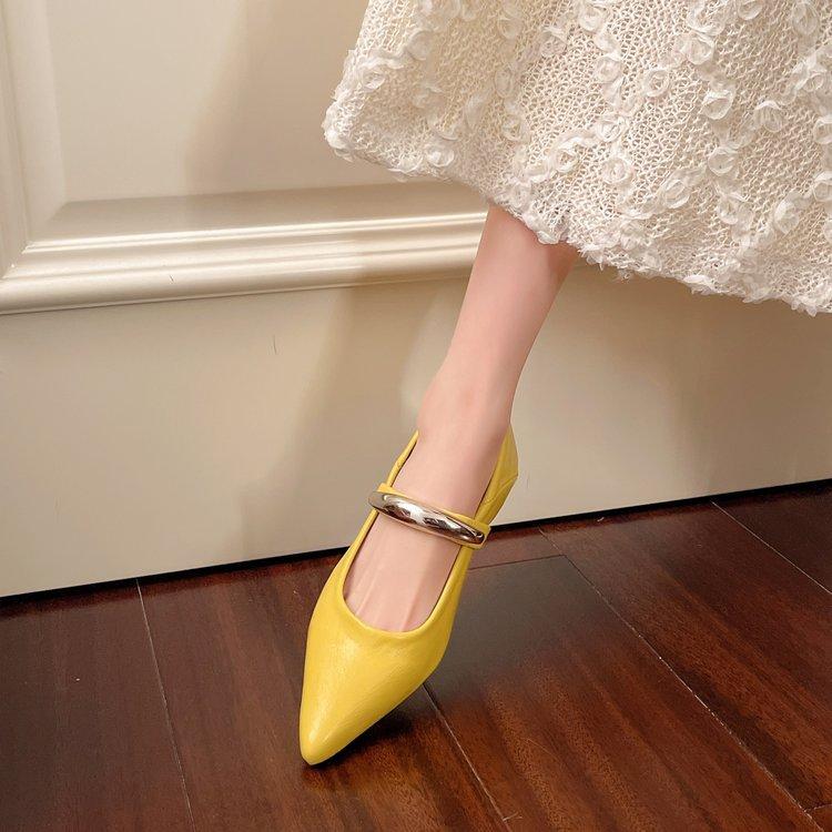 Small fragrant wind inner height increase small square head Mary Jane shoes women's shoes 2025 spring and summer shallow mouth versatile gentle even