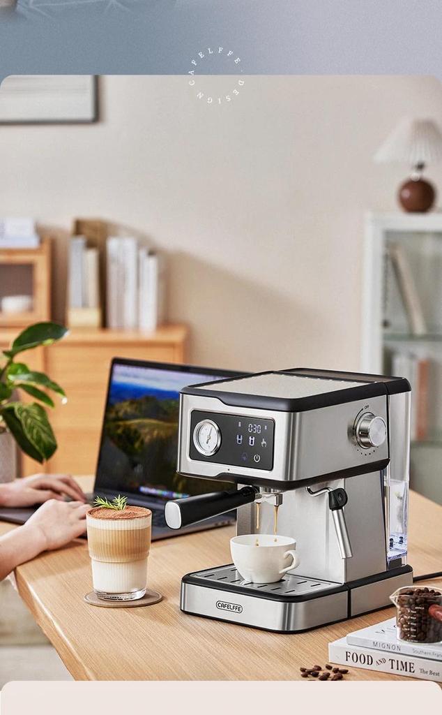 Coffee Machine MK-901 20Bar, Cappuccino Machine with Milk Cream Steam Stick, Semi-automatic Self-service Restaurant Gift