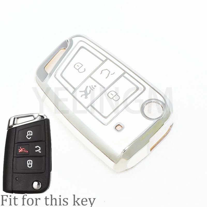 For Vw Volkswagen Golf 7 Mk7 Tiguan Mk2 Seat Ateca Leon Fr Ibiza Skoda Octavia Kodiaq 4 Buttons New Tpu Car Key Case Cover Shell