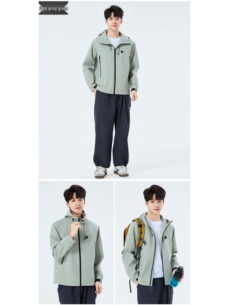 2025 Spring Outdoor Trendy Hooded Windbreaker for Couples - Fashionable Hiking and Mountaineering Jacket