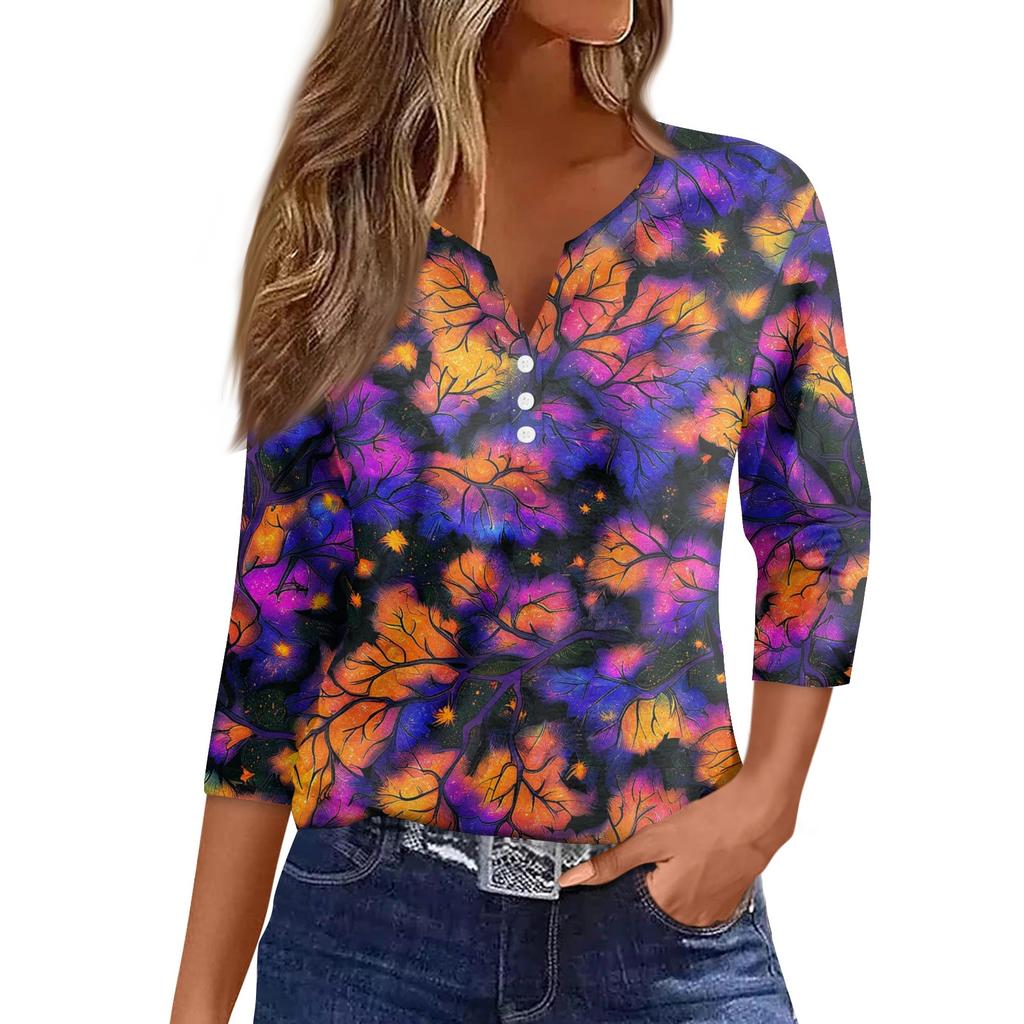 Women's Casual Fashion Sexy Comfortable V-Neck Halloween Seven Sleeve Top
