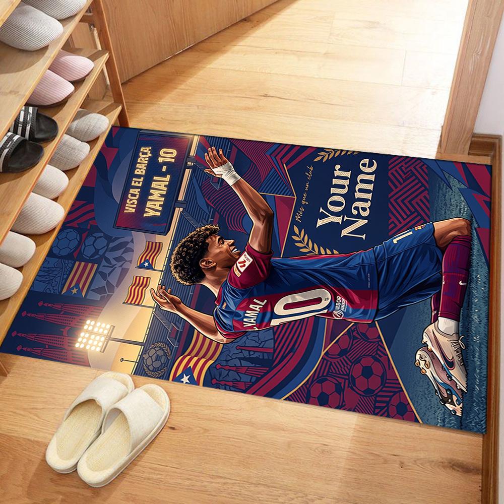 Lamin Yamal Customize Your Name Floor Rug Office Rug Perfect For Dormitory Playrooms Foyer Game Room Antislip Rug Anime Office Decor