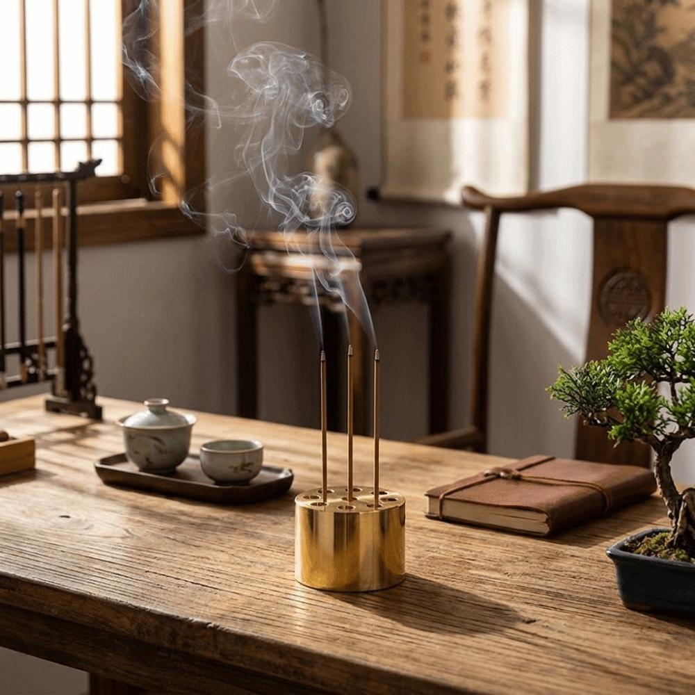 Compact Incense Holder 9 Holes Fragrance Incense Stick Plate Mini Vase Prayer Room