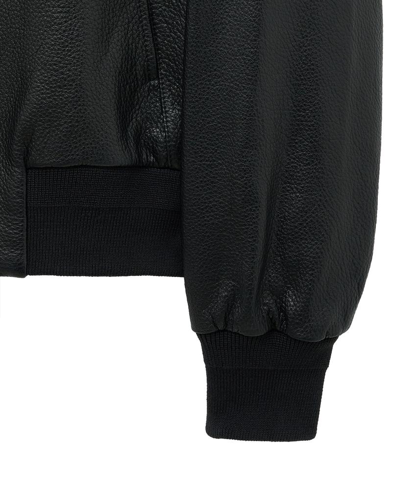 Noirer Goat Shrunken Leather Blouson (Black)