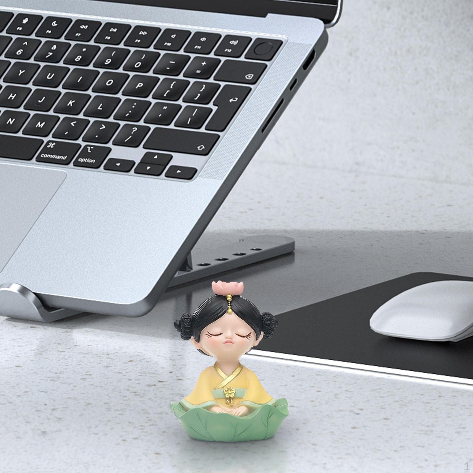 

Мини-статуэтка девушки, буддийская фигурка, украшение для дома, ремесло, рабочий стол жёлтый