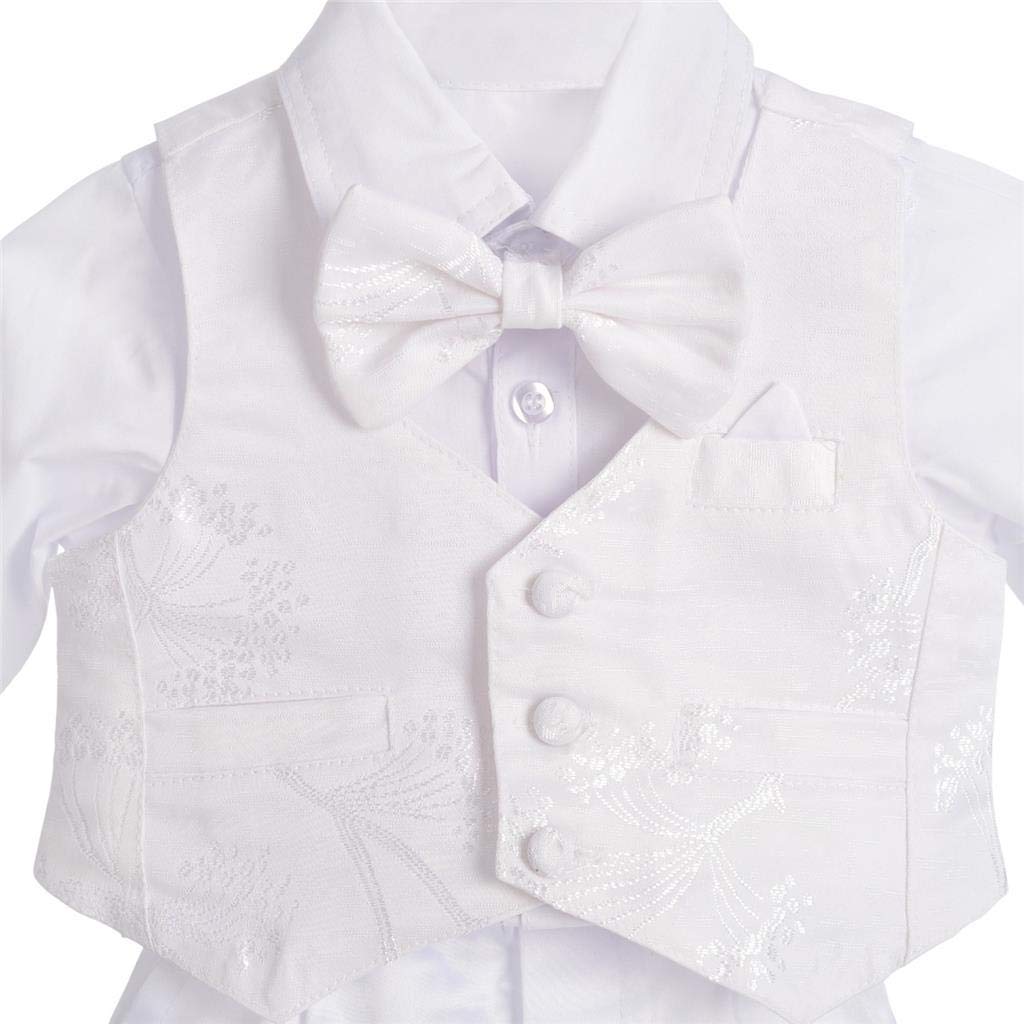 Dressy Daisy Baby White Christening Suit with Floral Long Sizes Months Boy's Hat, Pattern, Sleeves, 6-9