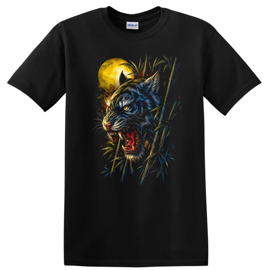 Japanese Tiger Moon Graphic T Shirt Retro Wild Animal Art Tee Adventure