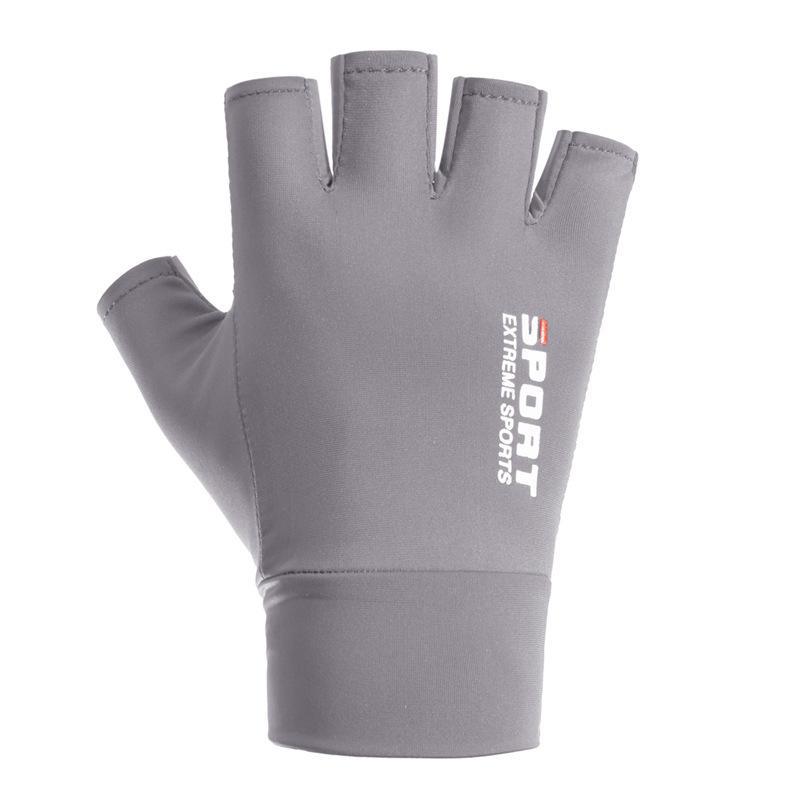 Sunscreen gloves Men's spring and summer sun protection Thin ice silk half-finger gloves Takeaway cycling Driving fishing