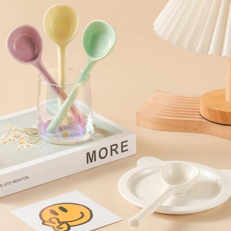 Ceramic Soup Spoon Japanese Style Household Ableware Cute Mixing Spoon Dessert Spoon Creative Kitchen Utensils 2025 New