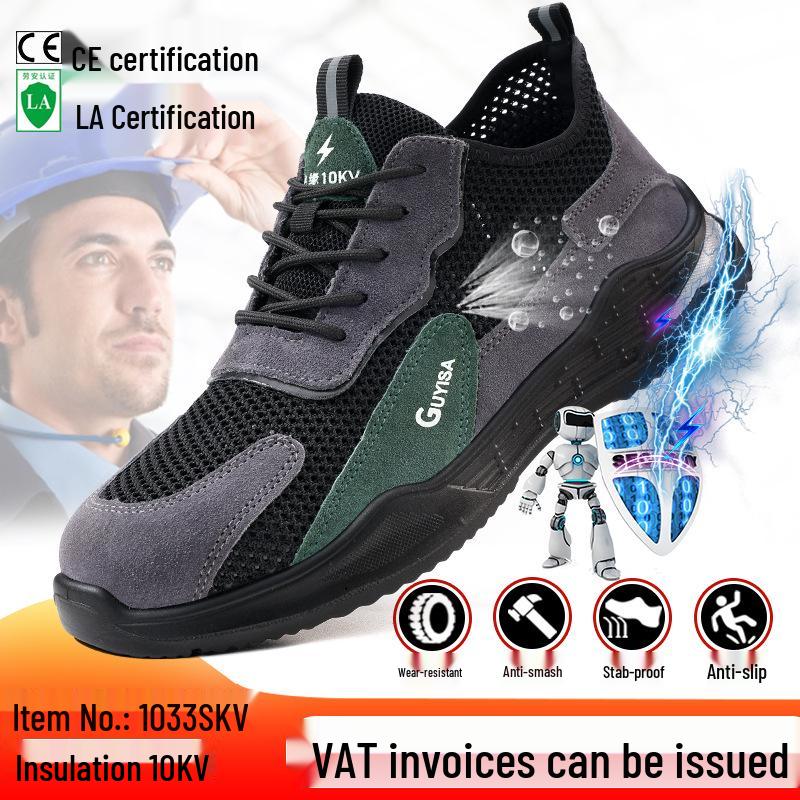 Men's 10KV Breathable Insulated Safety Shoes: Lightweight, Anti-Smash, Anti-Puncture, Comfortable Electrician Footwear.