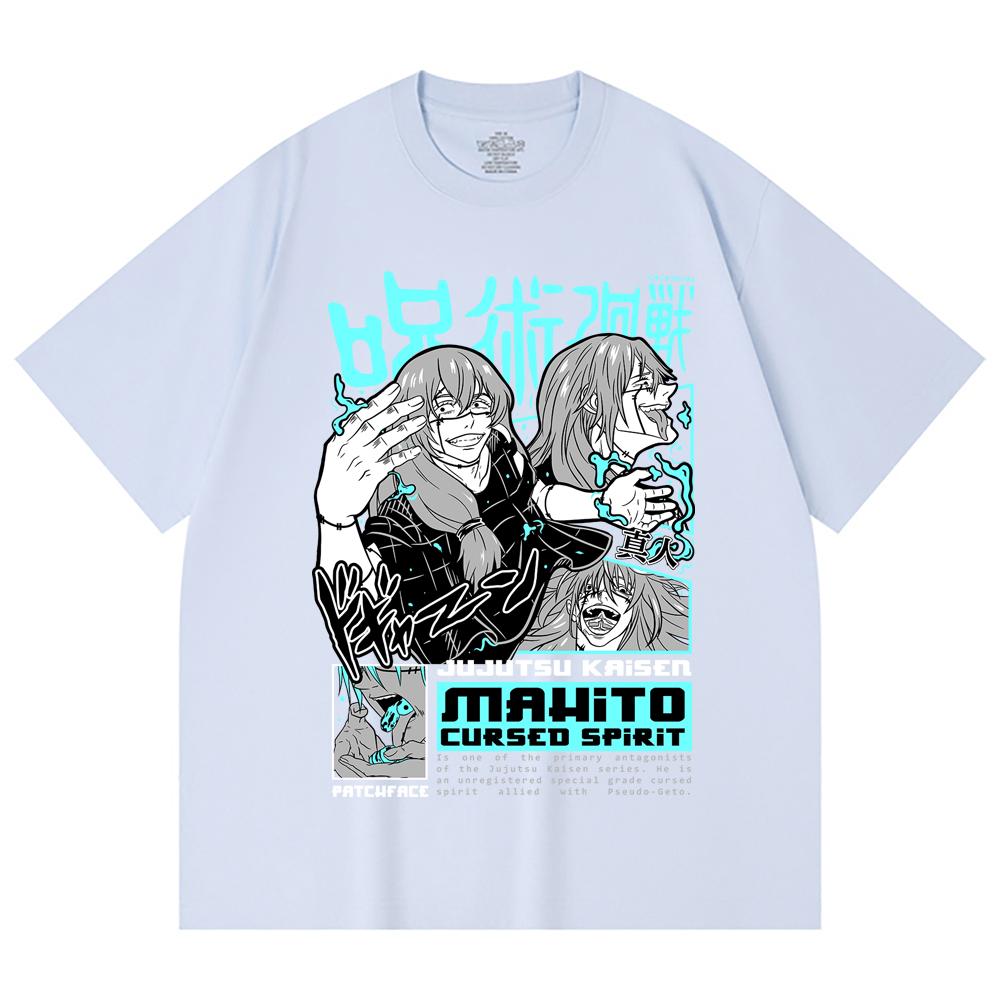 230 g/m² 100 % Baumwolle Jujutsu Kaisen V63 Mahito Print Unisex Schweres Baumwoll-T-Shirt