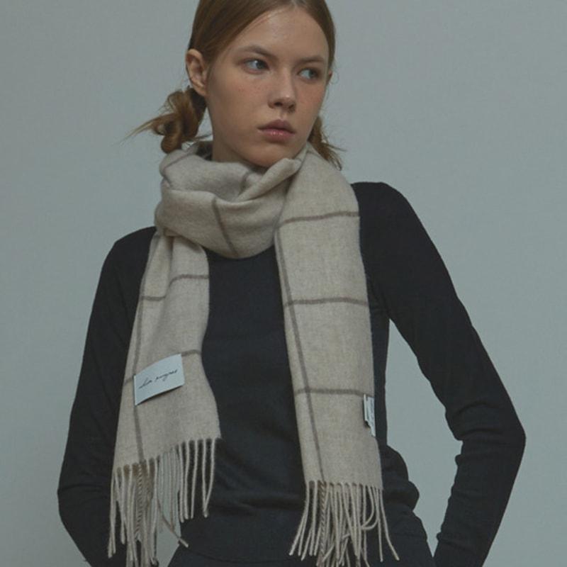 

White Project BERLIN PATTERN VIRGIN WOOL MUFFLER_OATMEAL OATMEAL