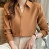 Fashion Long Sleeve Turn Down Collar Office Lady White Blouse Shirt Women Tops J141