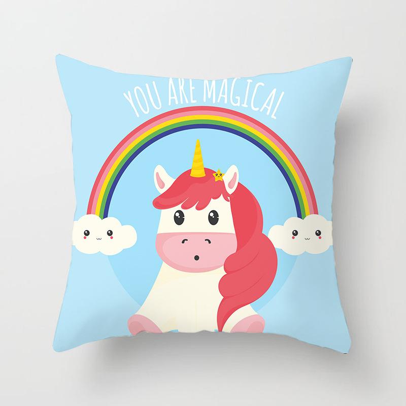 Home Decor Unicorn Themed Cute Patterns for Cozy Decor Pattern Cushion Cover Suitable for Sofa Bedroom Car Pillow Cover