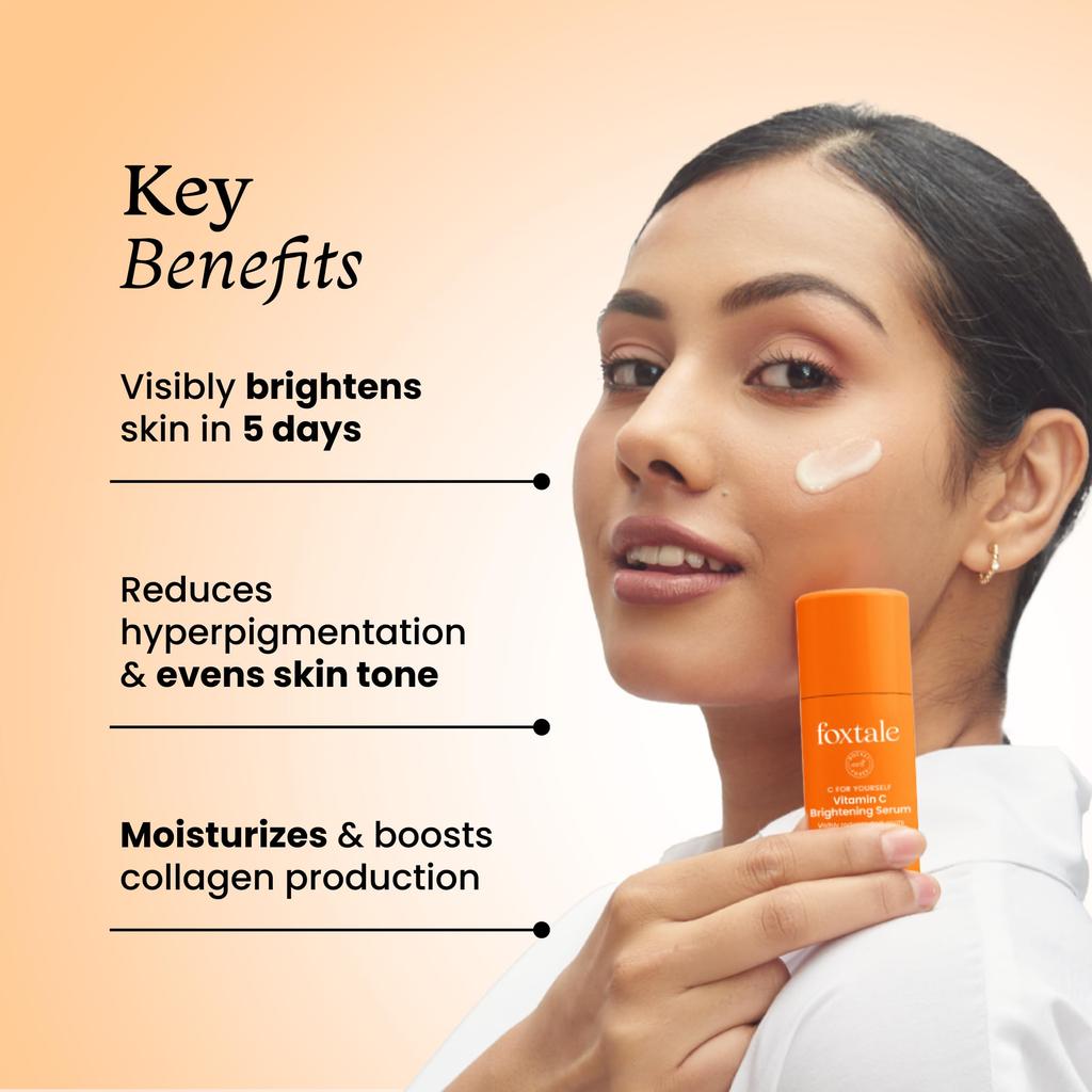 Foxtale 15% Vitamin C Face Serum for Glowing Skin | Pure L-Ascorbic Acid and Vitamin E | Brightening Serum for Dark Spots,Dull Skin,Uneven Skin Ton