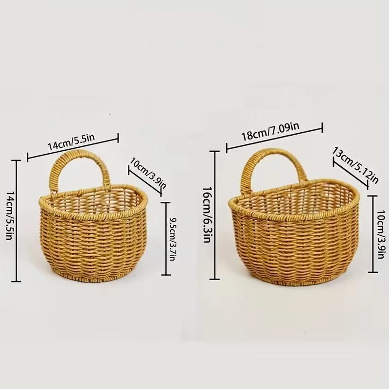 Imitation Rattan Woven Ginger And Garlic Egg Wall Hanging Storage Basket Bathroom Wall Hanging Basket