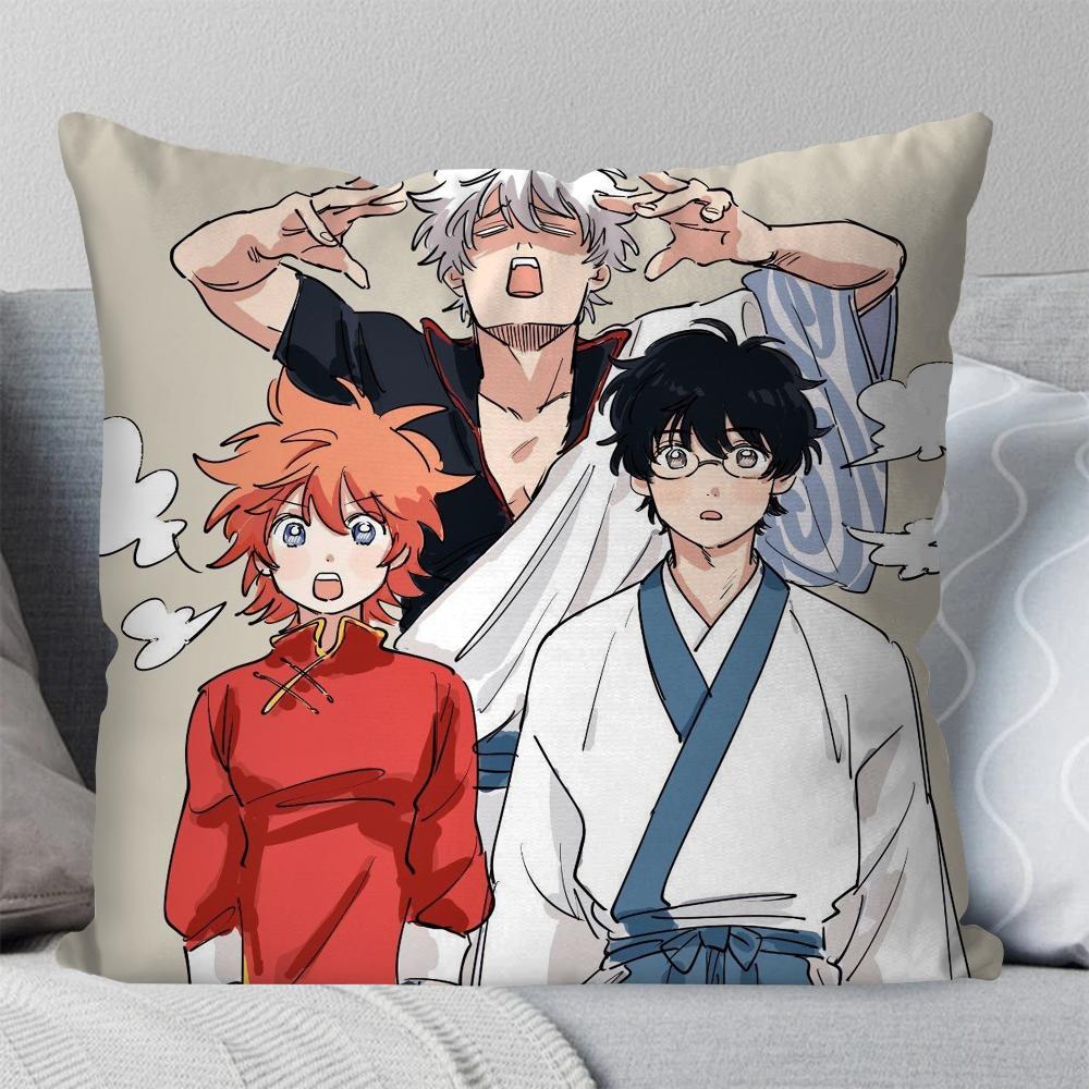 1pc Gintama Animation Pillow Case Square Pillow Bedroom Sofa Leisure Comfort Cushion Car Living Room Home Decoration 40X40