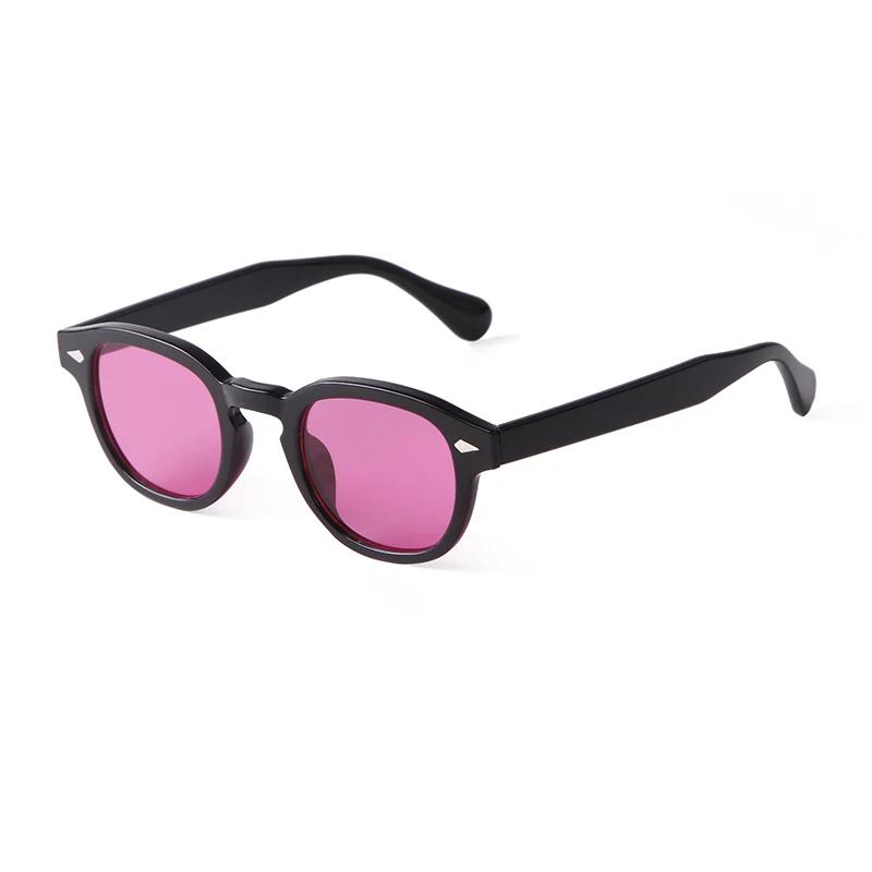 Lunettes de Soleil Rondes Bleues Transparentes Mode UV400 Rétro Rivet Écaille Carré Petit Lunettes de Soleil pour Femmes Hommes