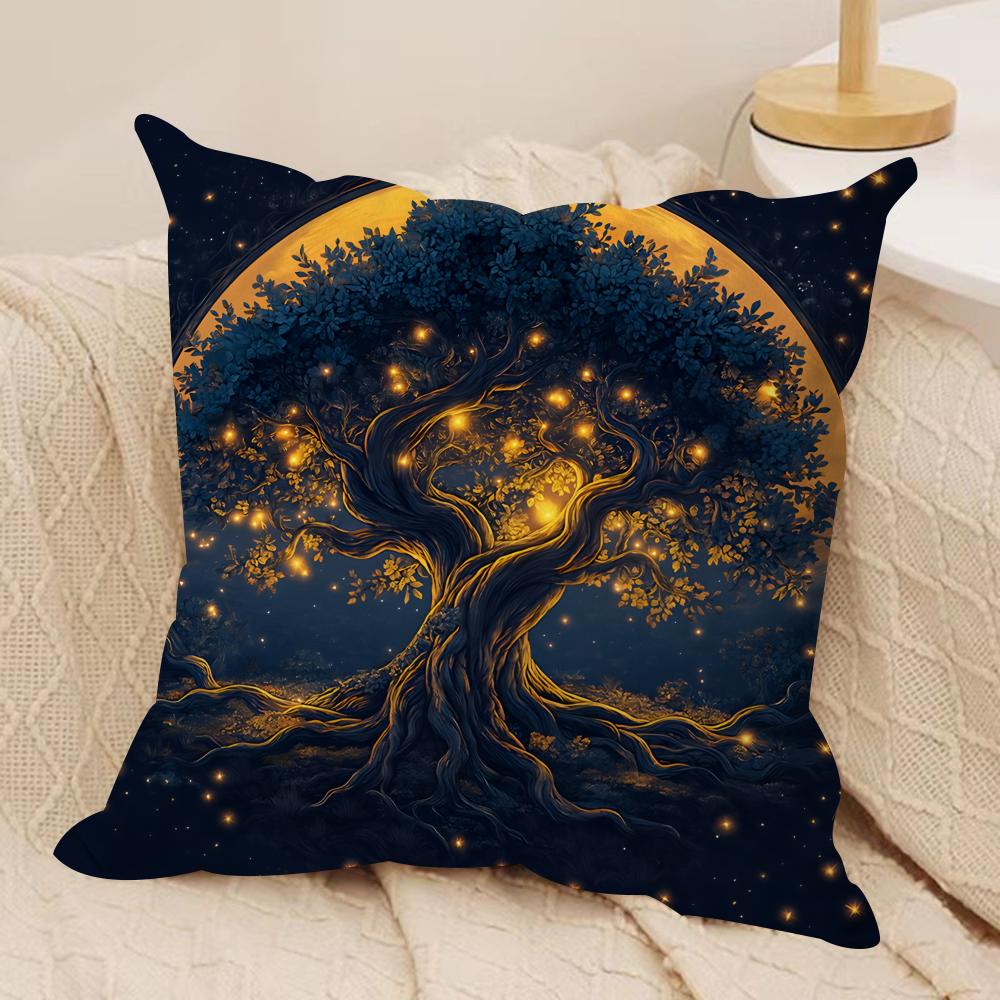 Tree Of Life Abstract Cushion Cover Silky Short Plush Invisible Zipper Dustproof Sofa Pillow Case For Home Decor