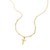 Collier pendentif croix en acier inoxydable minimaliste, Collier chaîne ondulée plaquée or anti-décoloration, Bijou exquis pour femmes