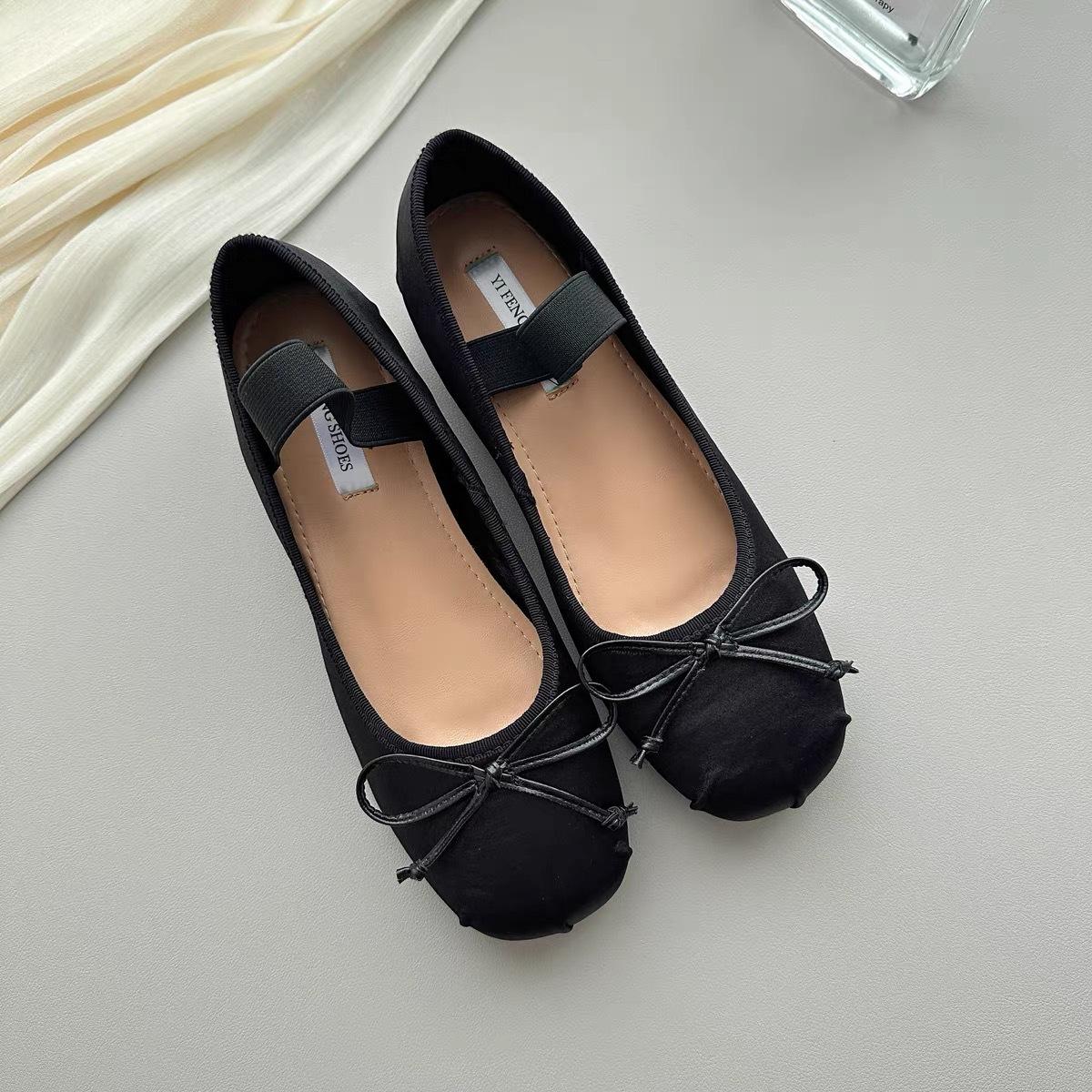 

Внутреннее увеличение высоты · Французский ретро бант слово с мелким вырезом на плоской подошве балетки женские четыре сезона 39 чёрный