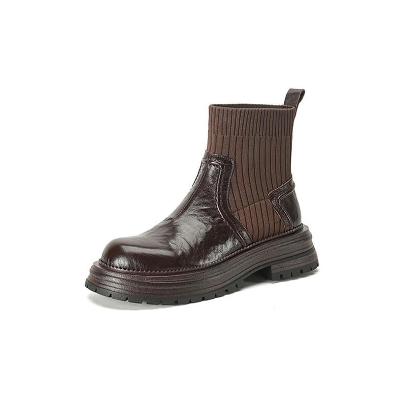 Fashion New Autumn Winter Genuine Leather Women Boots Fashion Platform Boots for Women Chunky Heel Short Boots Botines Mujer High Heels