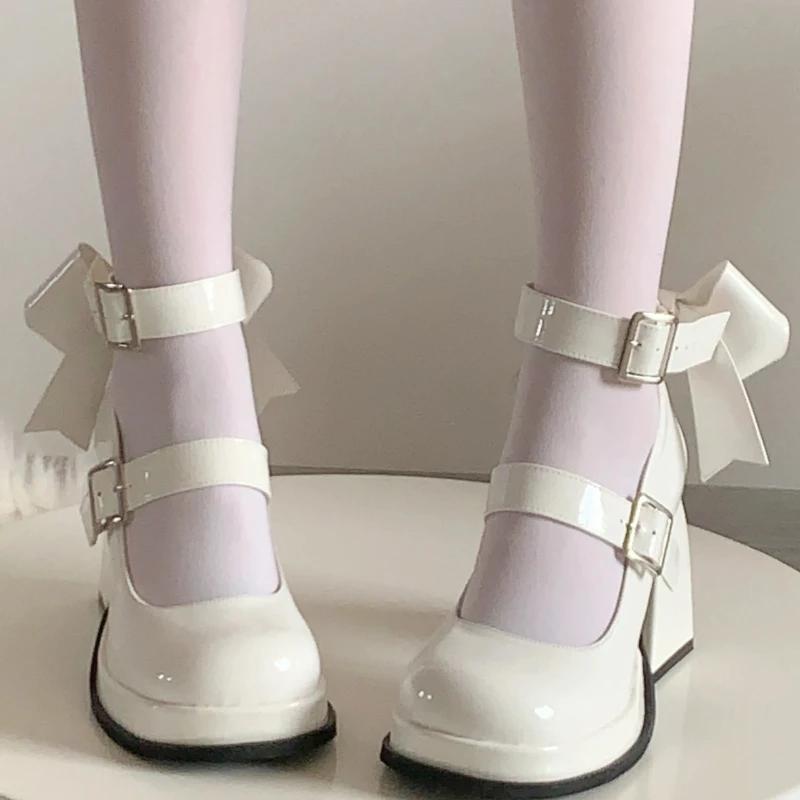New Bow Mary Jane High Heels Cute and Comfy Women's Pumps with Bow Tie for Casual  Italian Shoes and Bags Matching Set